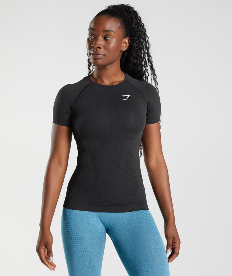 Women\'s Gymshark Vital Seamless 2.0 T-Shirts Black | CA AN876D